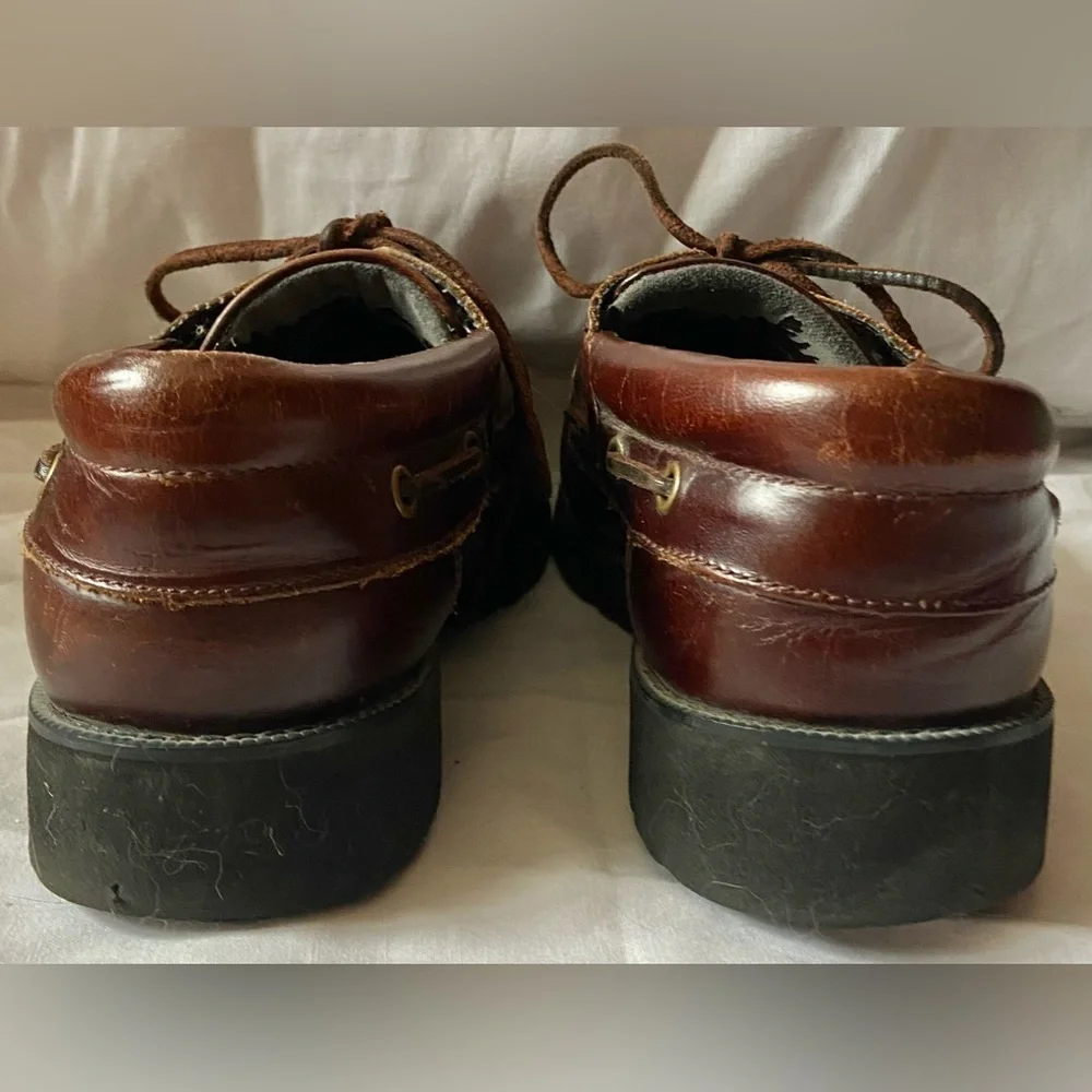 Rockport Mens Hydo-Shield Brown Leather Boat Deck shoes sz 9.5